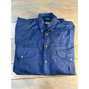 Dockers 100% cotton long sleeve button up men's dark blue dress shirt size Med